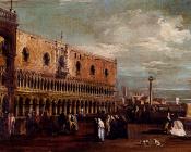 弗朗西斯科格拉蒂 - Venice A View Of The Piazzetta Looking South With The Palazzo Ducale